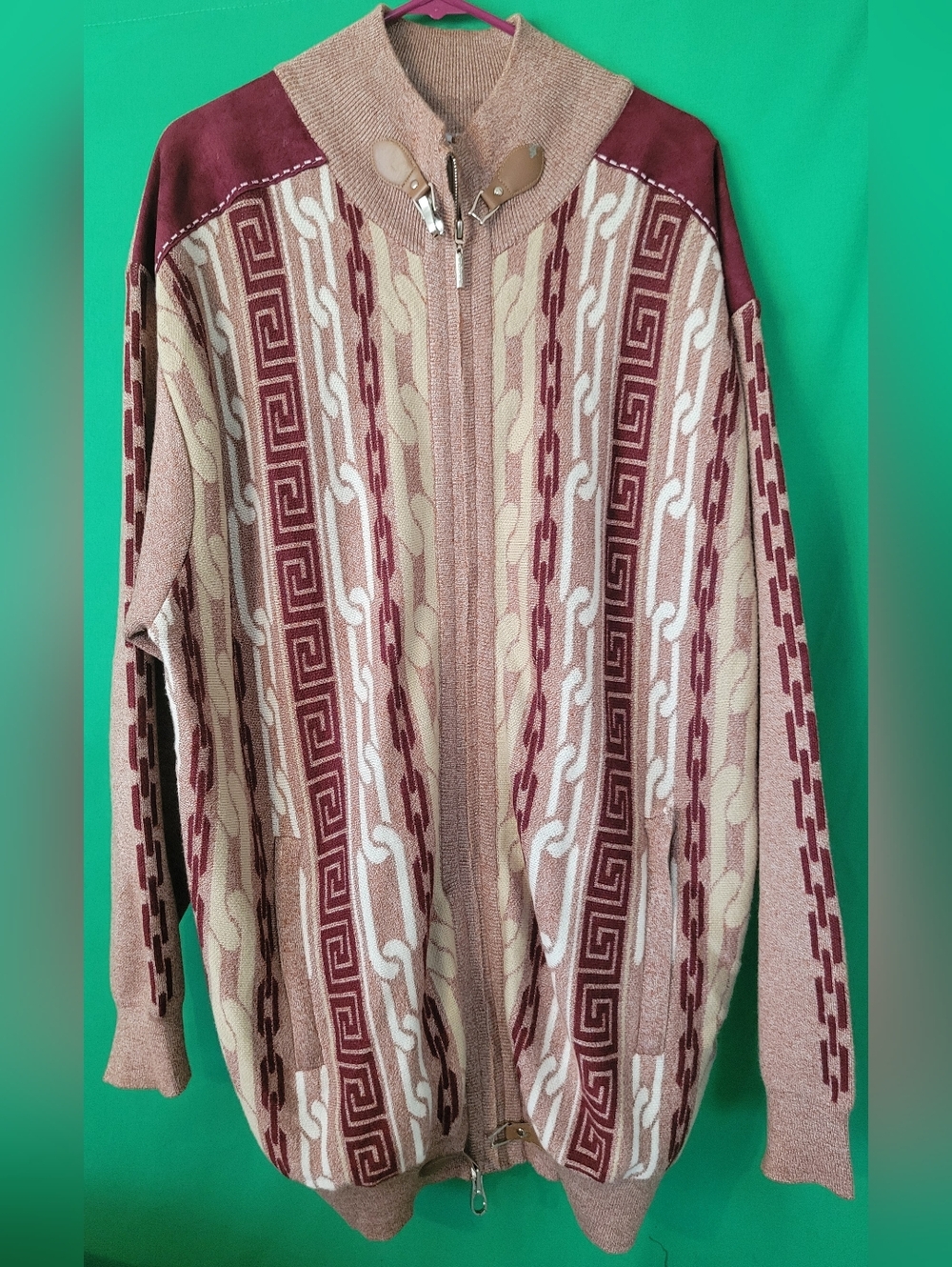 Silversilk Mens 3D Knit Geometric Sweater Jacket 4xl Buckles Thick Art Zip-up